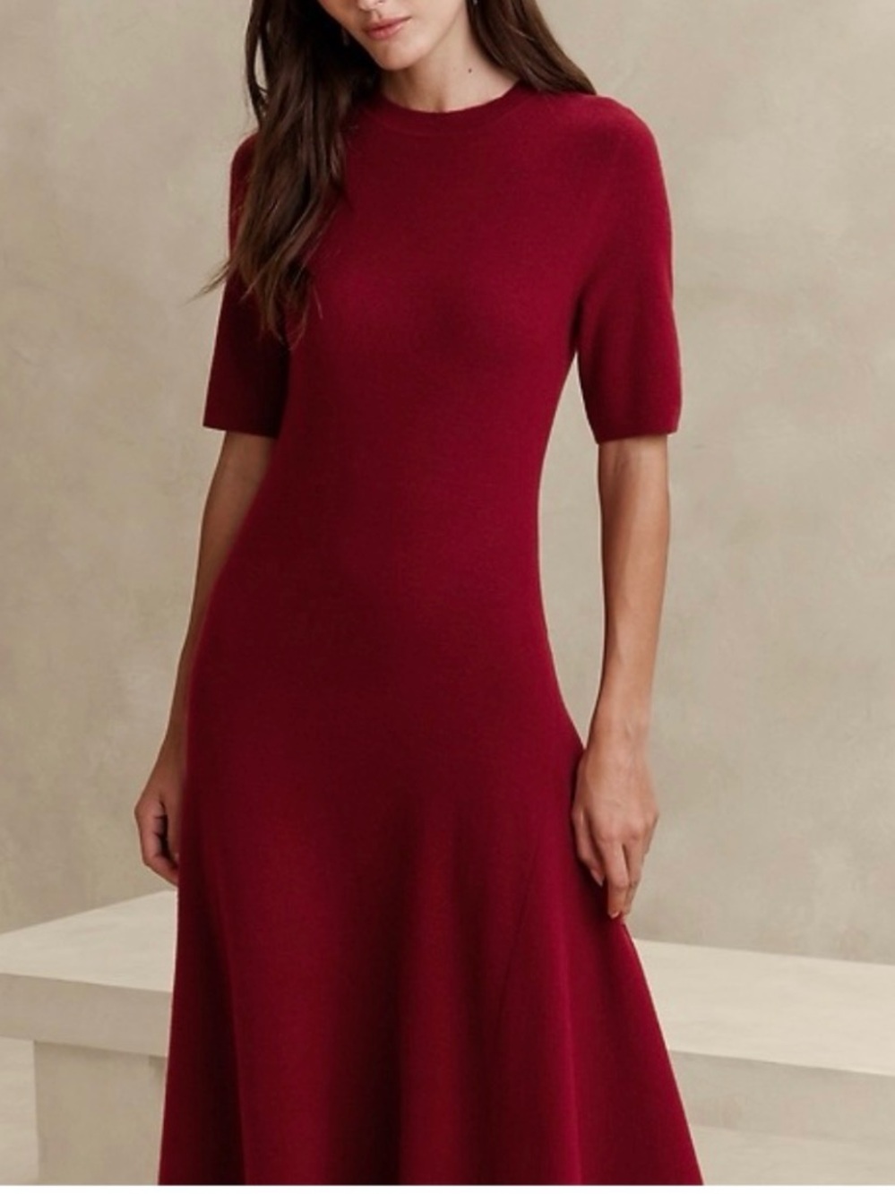 Banana Republic Natales Wool Sweater Dress, Burgundy Size S - Picture 2 of 12